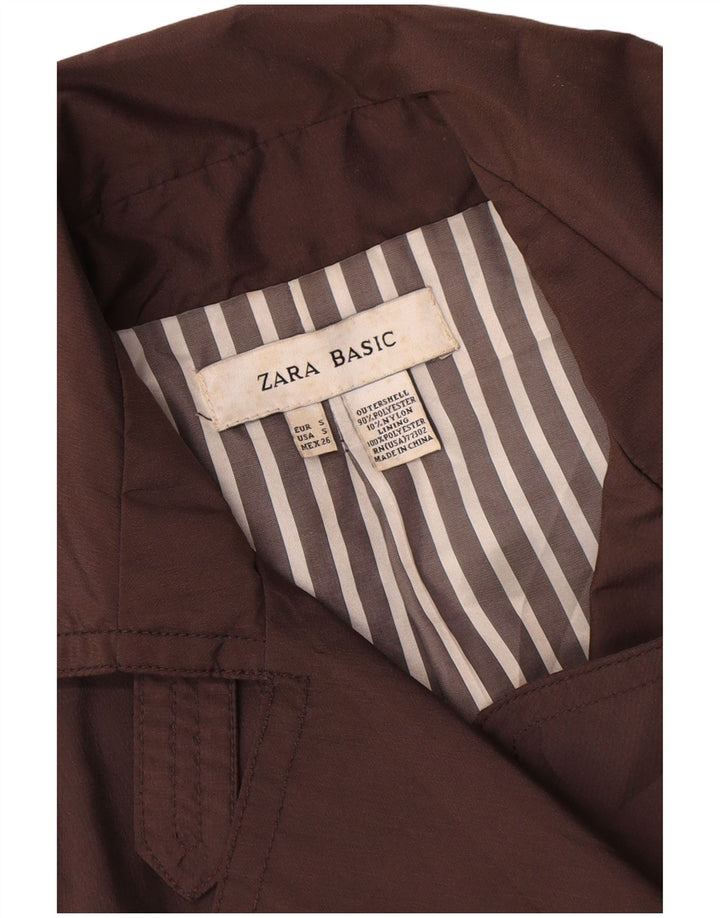Zara Γυναικεία καμπαρντίνα με διπλό στήθος UK 10 Small Brown Nylon