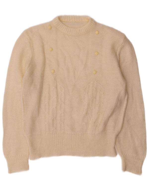 Vintage γυναικείο πουλόβερ με λαιμόκοψη UK 12 Medium Off White