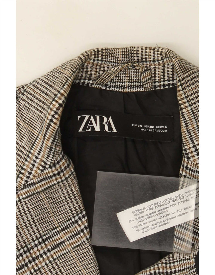 Zara Γυναικείο μπουφάν μπλέιζερ με 1 κουμπί EU 34 2XS Grey Check Polyester