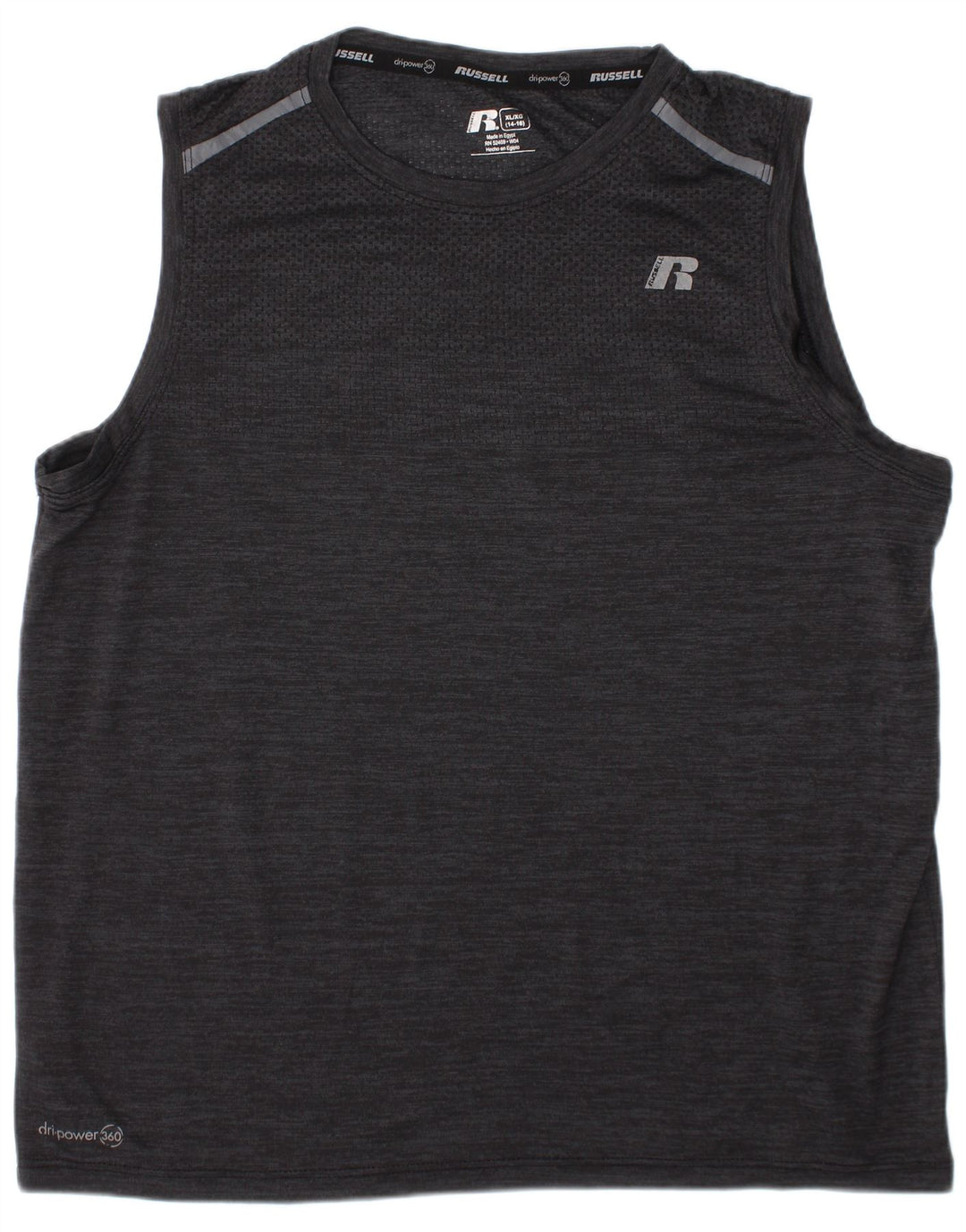RUSSELL ATHLETIC Boys Dri-Power Vest Top 14-15 Years XL Grey Flecked