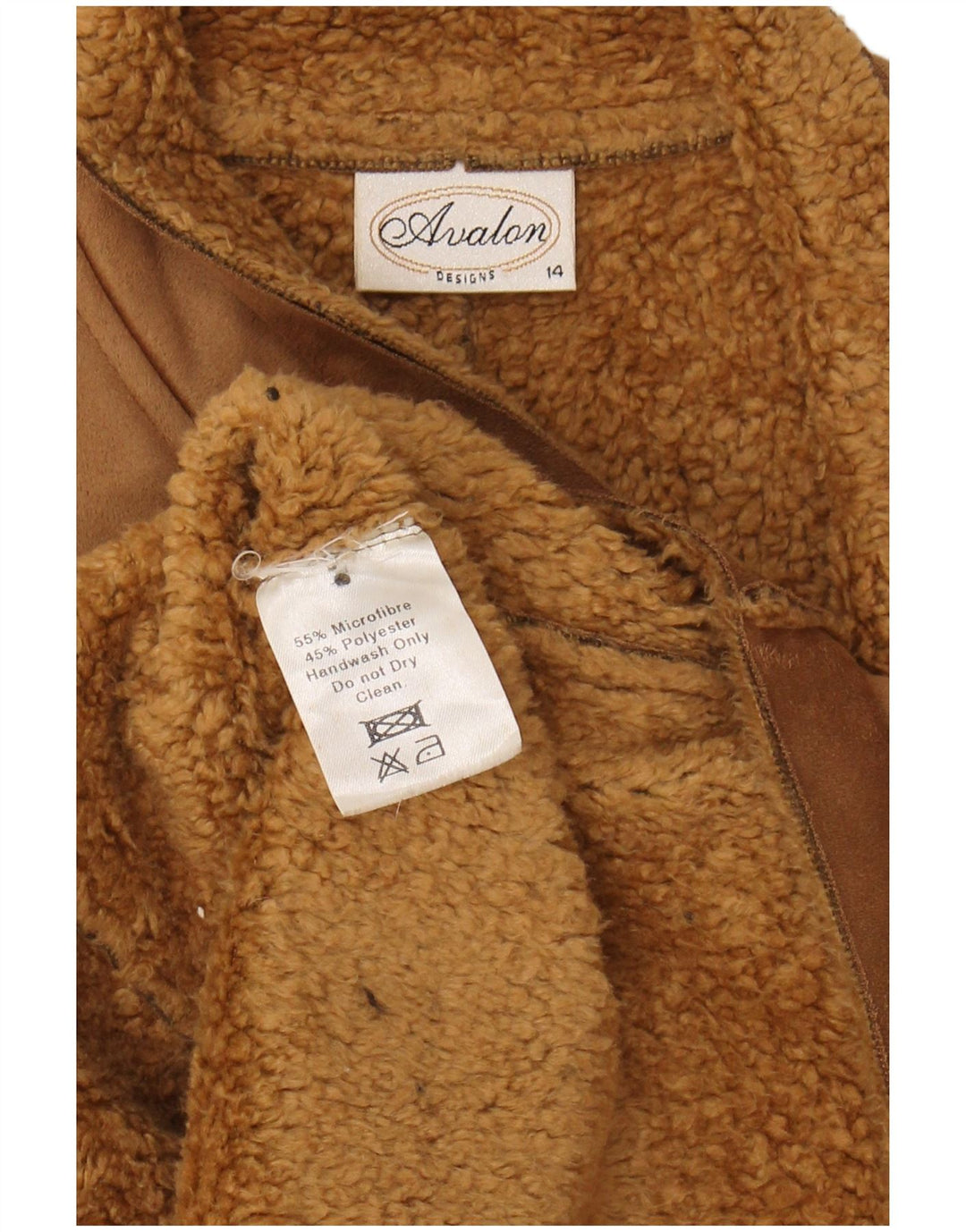 AVALON Womens Sherpa Gilet UK 14 Medium Brown Microfibers