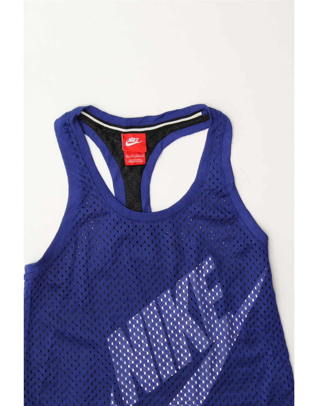 NIKE Womens Graphic Vest Top UK 6 XS Blue Polyester Vintage Nike and Second-Hand Nike from Messina Hembry 