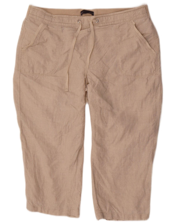Marks & Spencer Γυναικείο Παντελόνι Capri UK 18 XL W38 L22 Μπεζ λινό