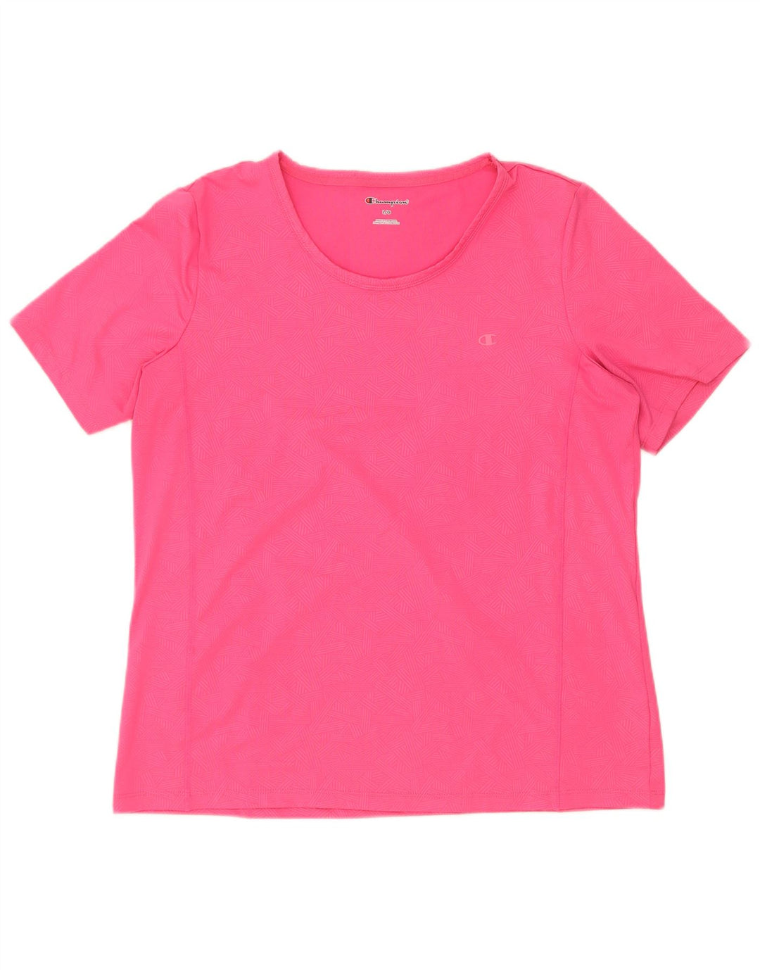 Champion Γυναικείο T-Shirt Top UK 16 Large Pink Geometric Polyester