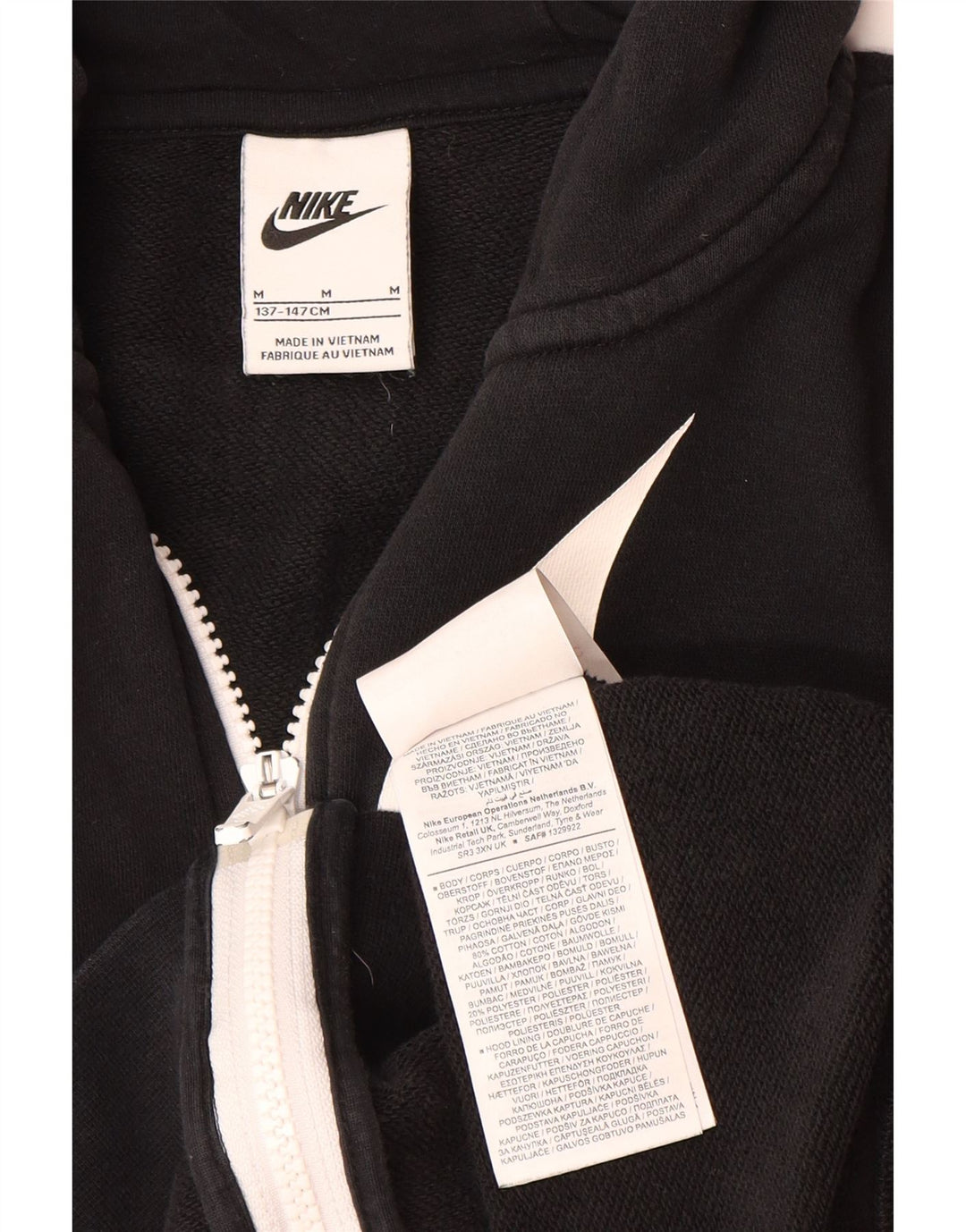 Πουλόβερ NIKE Boys Swoosh Graphic Zip Hoodie 10-11 ετών Μεσαίο μαύρο