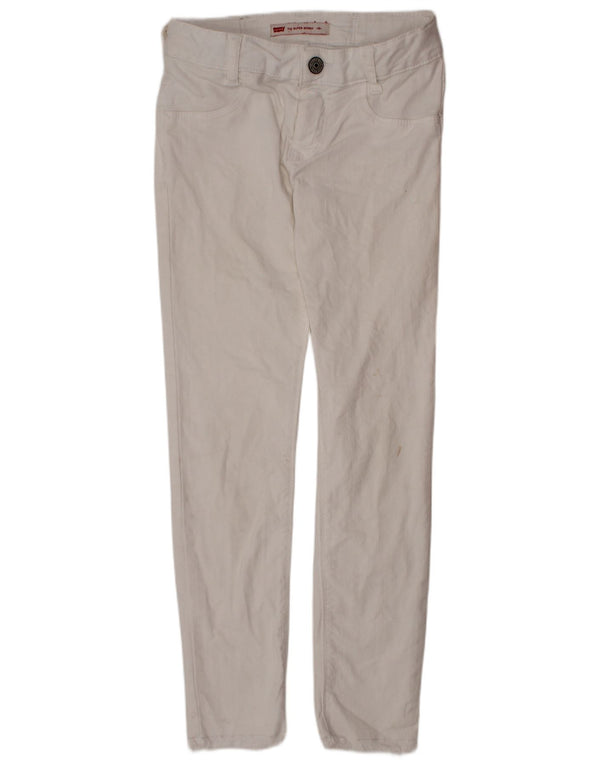 LEVI'S Girls 710 Super Skinny Jeans 9-10 ετών W22 L23 Λευκό βαμβακερό