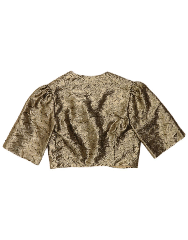 VINTAGE Γυναικείο Ανοιχτό Μπολερό Μπουφάν US 10 Large Gold Chevron