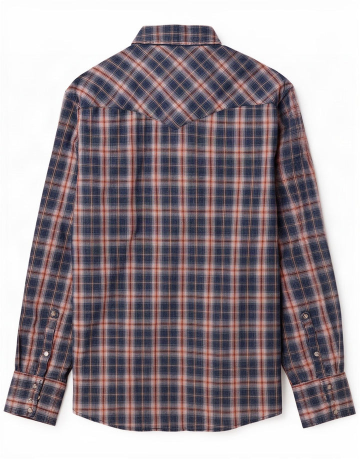 Ανδρικό φανελένιο πουκάμισο Wrangler μεγάλο μπλε καρό