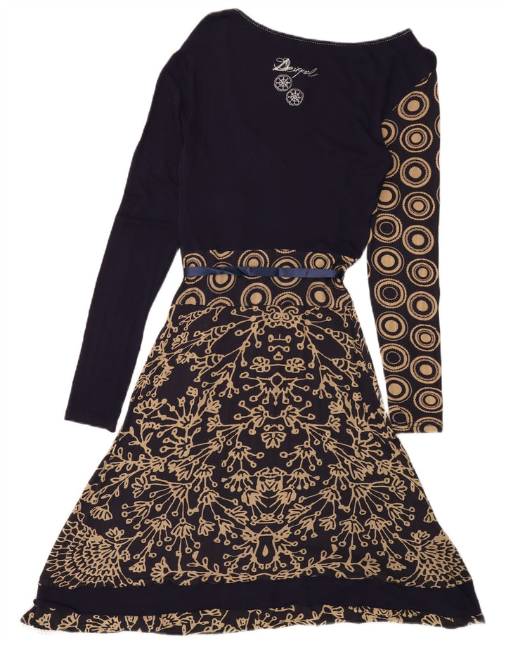 DESIGUAL Γυναικείο Γραφικό Φόρεμα A-Line UK 12 Medium Navy Blue Floral
