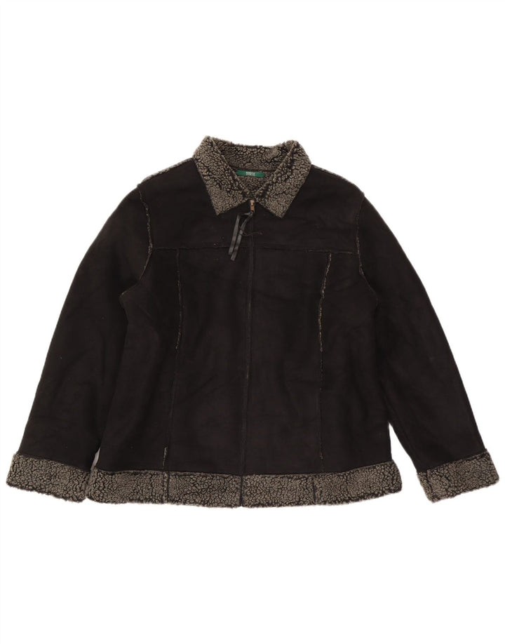 Marks & Spencer Γυναικείο σακάκι Sherpa UK 18 XL Μαύρο Πολυεστέρας