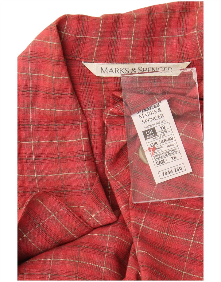 MARKS & SPENCER Γυναικείο σακάκι 3/4 με μανίκια UK 18 XL Red Check