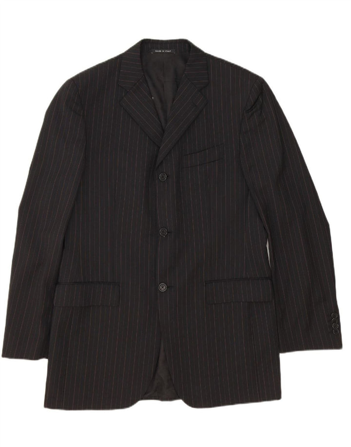 CARLO PIGNATELLI Mens 3 Button Blazer Jacket IT 50 Large Black Striped