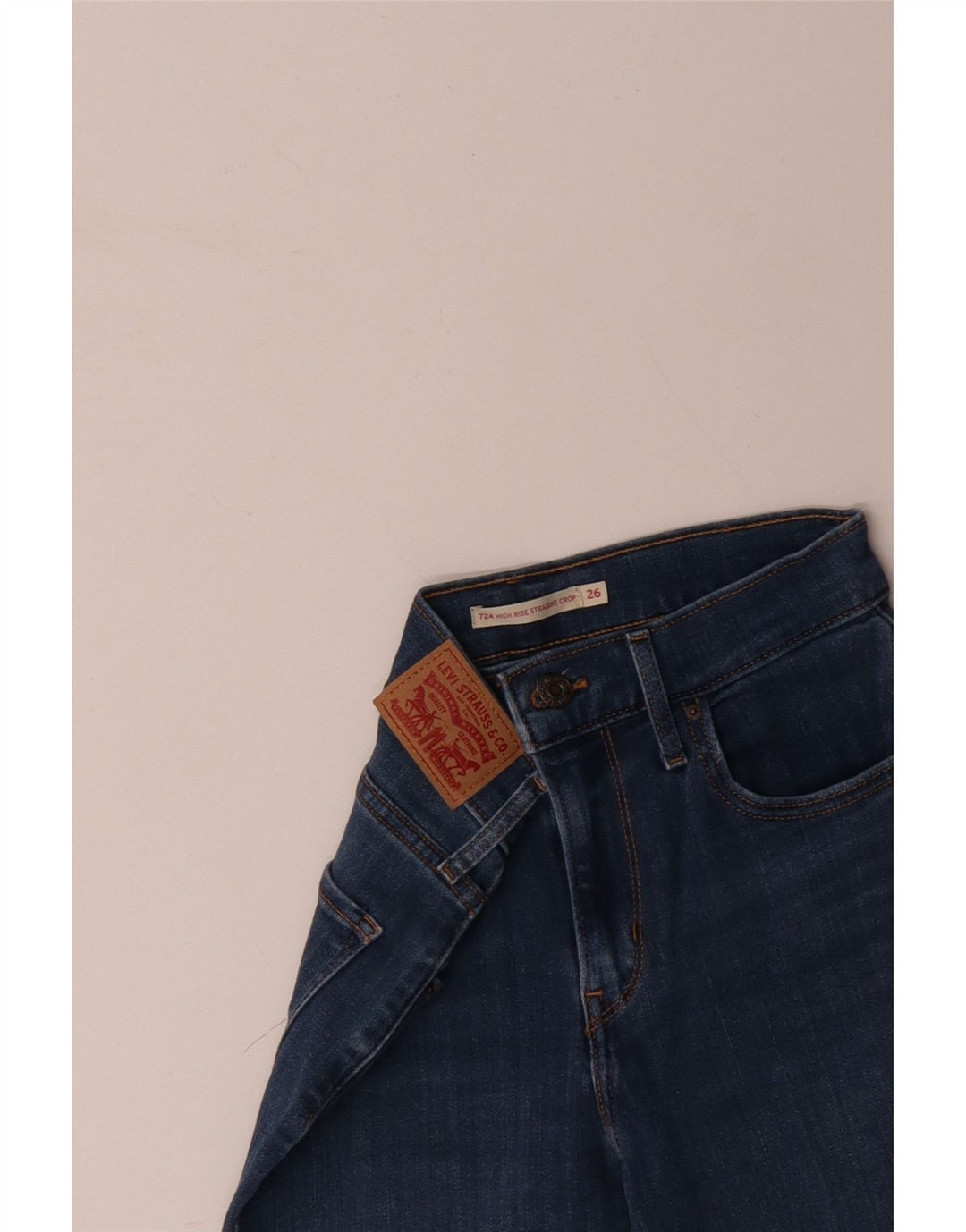 LEVI'S Γυναικείο 724 Ψηλόροφο ίσιο τζιν W26 L25 Μπλε βαμβακερό