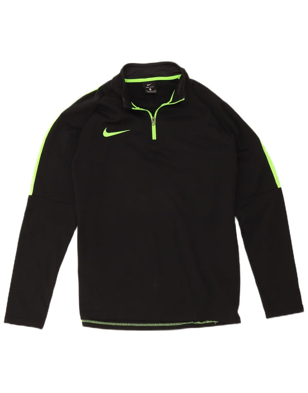 Nike Mens Dri Fit Zip Neck Pullover Tracksuit Top Medium Black Colourblock