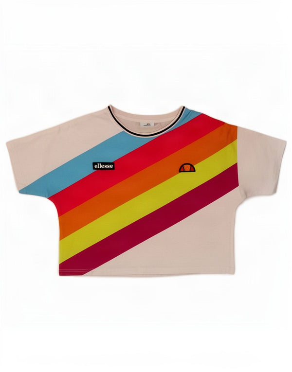 Γυναικείο γραφικό μπλουζάκι Ellesse Crop Top UK 12 Medium White Colourblock