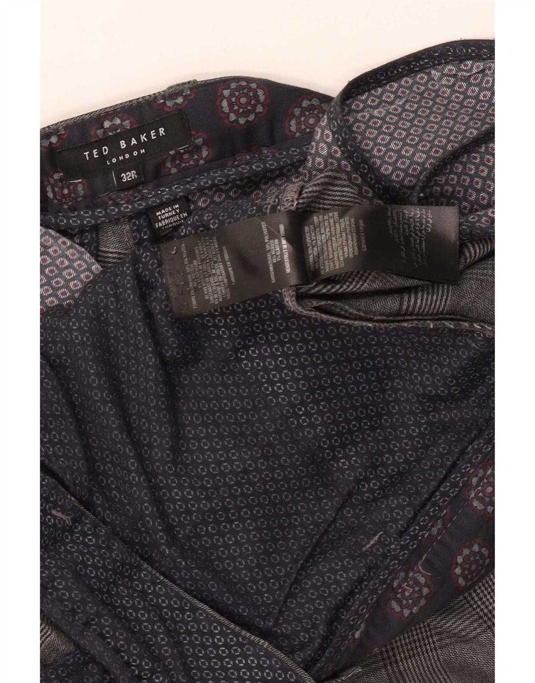Ted Baker Ανδρικό Slim Casual Παντελόνι W32 L31 Grey Check Polyester