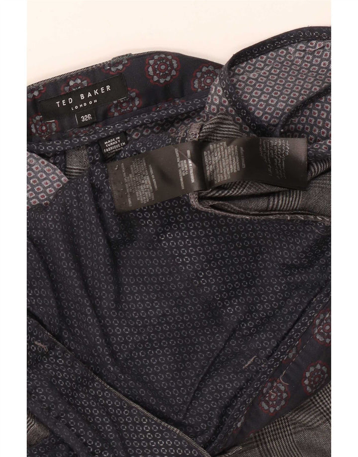 Ted Baker Ανδρικό Slim Casual Παντελόνι W32 L31 Grey Check Polyester