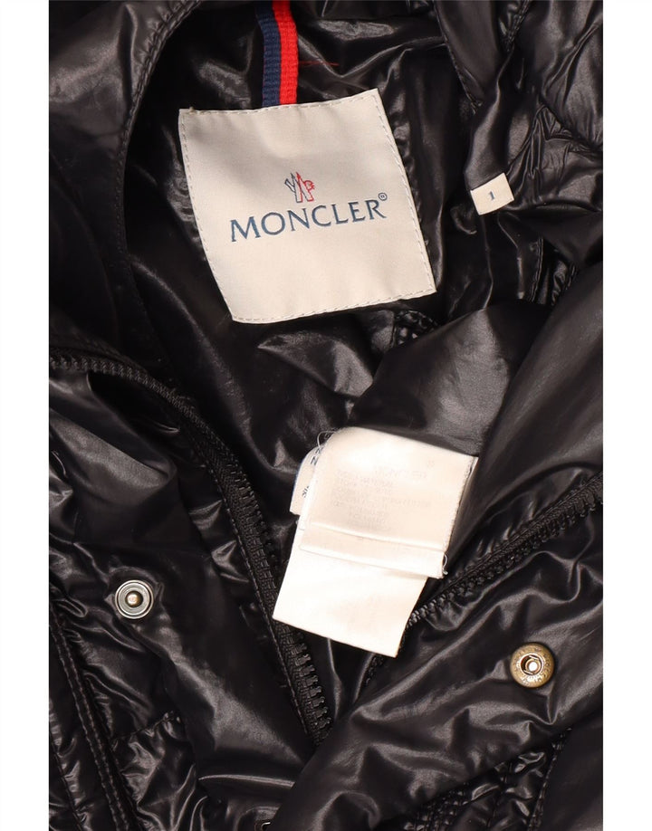 Γυναικείο Moncler Loose Fit με κουκούλα με επένδυση, μέγεθος 1, μικρό μαύρο πολυαμίδιο