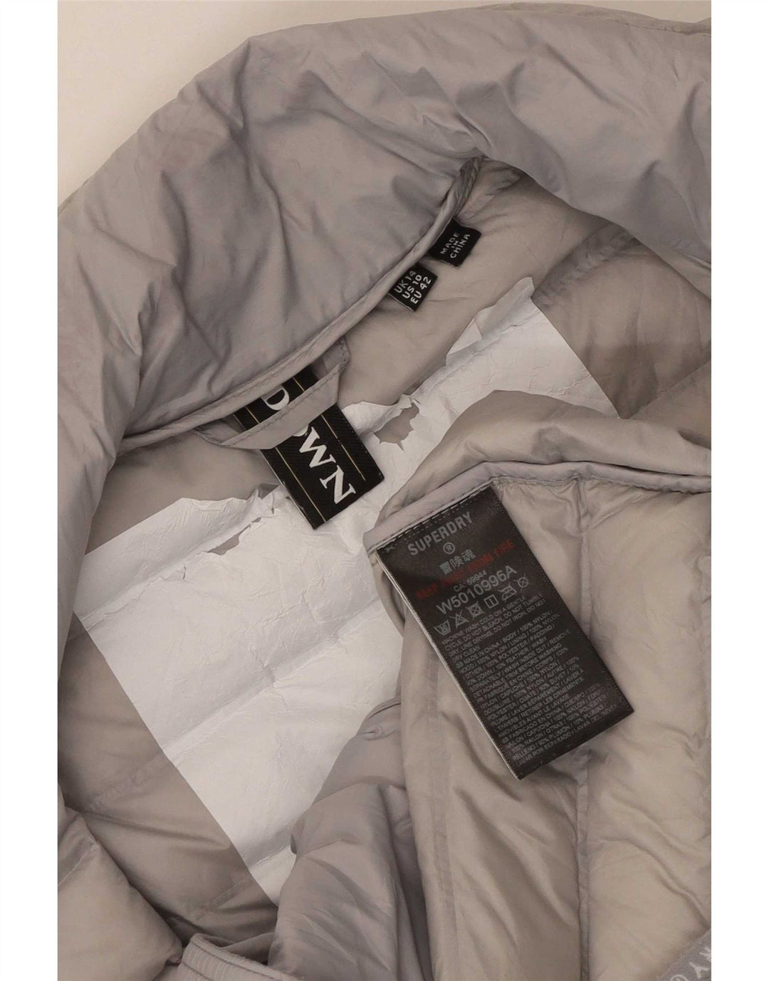 Superdry Γυναικείο μπουφάν με επένδυση UK 14 Large Grey Nylon