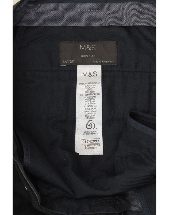 Marks & Spencer Ανδρικό κανονικό παντελόνι Casual W34 L31 Μαύρο πολυεστέρα