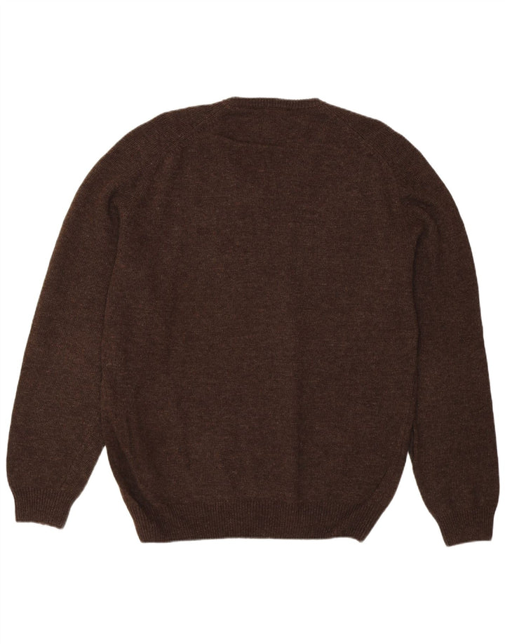 Vintage ανδρικό πουλόβερ με λαιμόκοψη XL καφέ Argyle/Diamond Wool