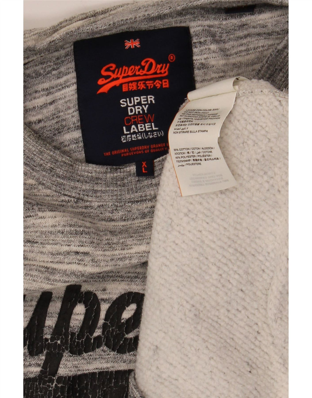 Ανδρικό γραφικό φούτερ SUPERDRY Jumper XL Γκρι βαμβακερό ριγέ