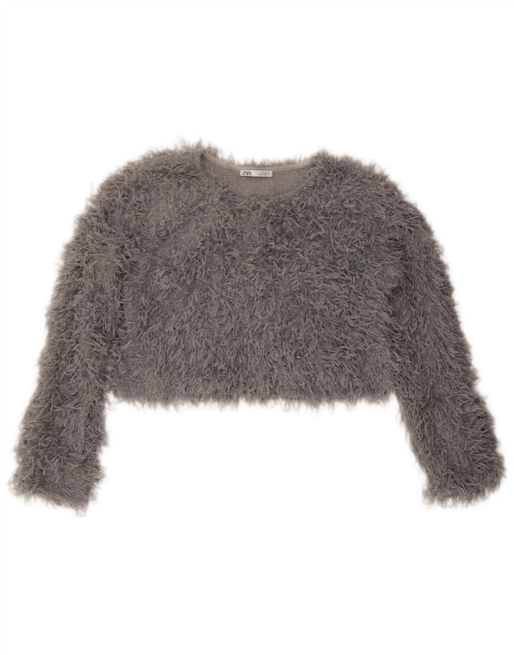 Zara Γυναικείο πλεκτό τοπ μακρυμάνικο UK 16 Large Grey