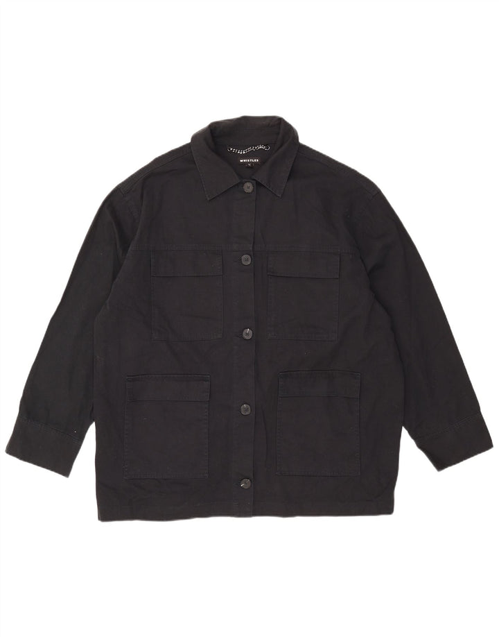 Whistle Womens Oversized Utility Jacket UK 16 μεγάλο μαύρο βαμβακερό