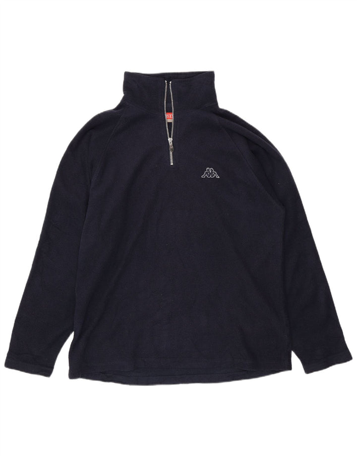 KAPPA Mens Zip Neck Fleece Jumper Medium Navy Blue Polyester