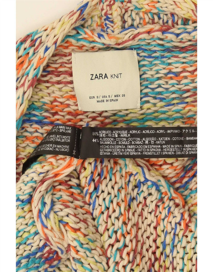 Zara Γυναικείο πουλόβερ 3/4 μανίκι ζακέτα UK 10 Small πολύχρωμο