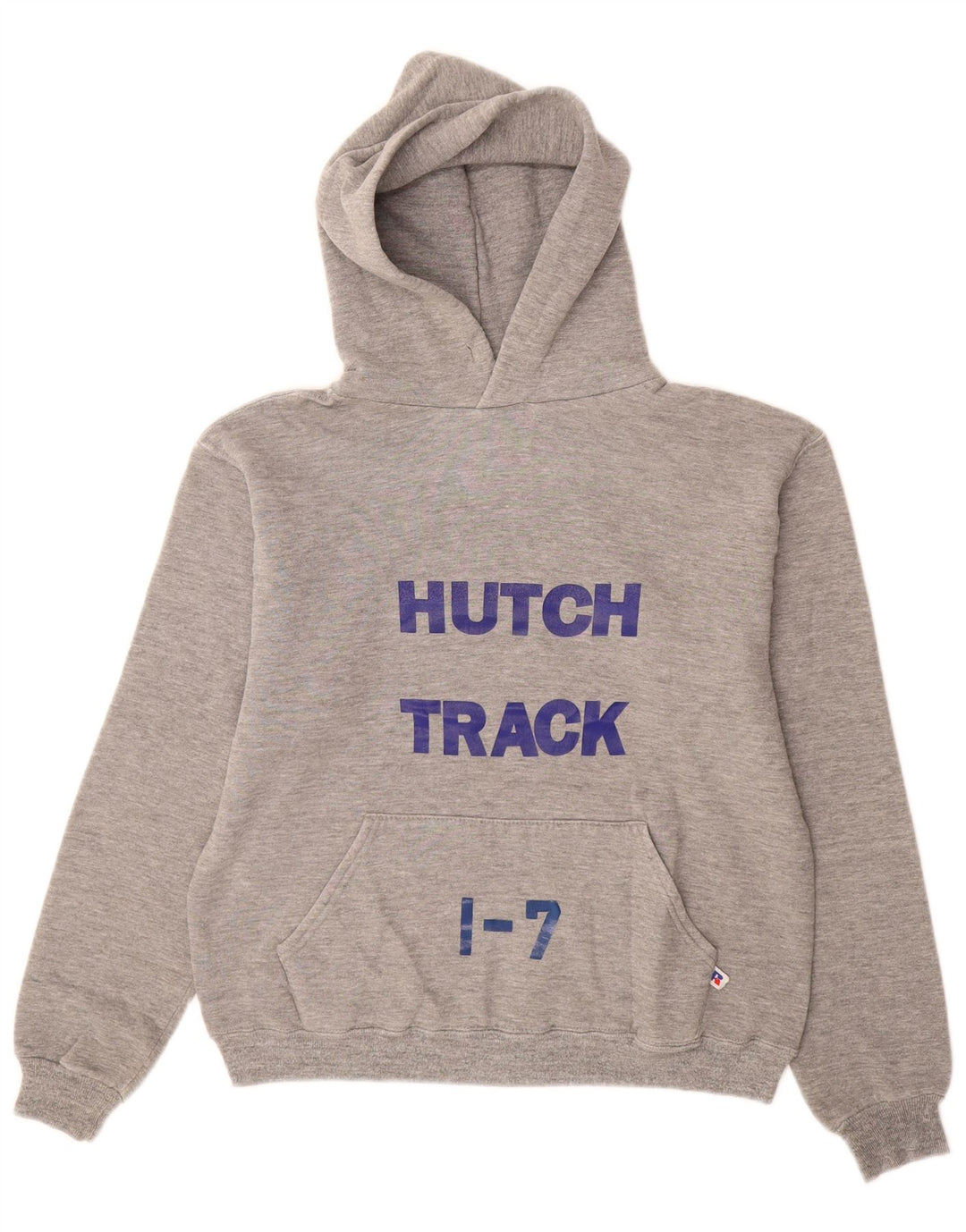 RUSSELL ATHLETIC Boys Hutch Graphic Hoodie Jumper 13-14 ετών Medium Grey