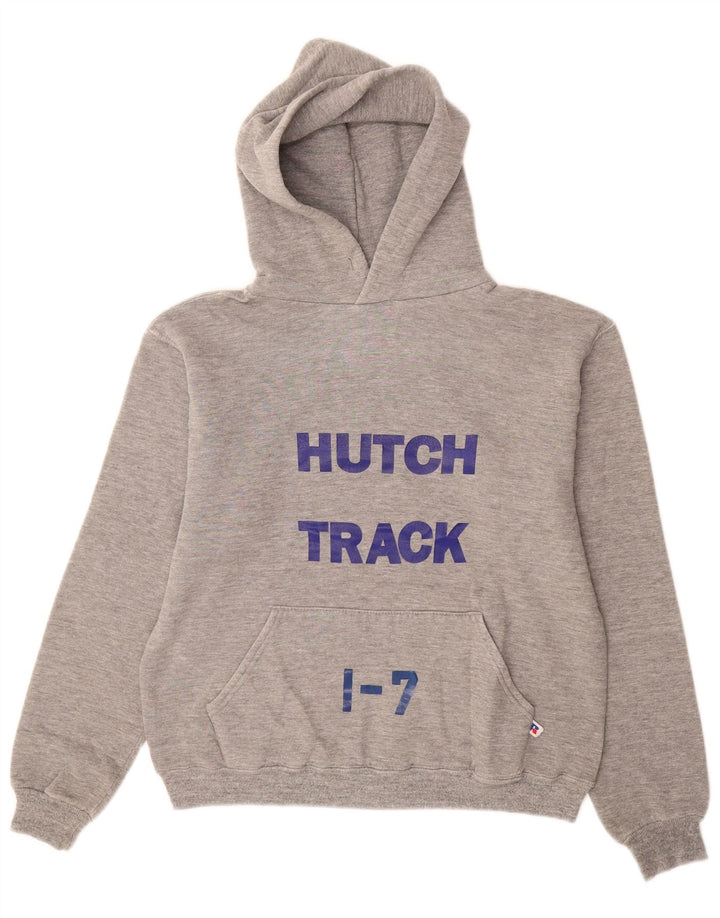 RUSSELL ATHLETIC Boys Hutch Graphic Hoodie Jumper 13-14 ετών Medium Grey