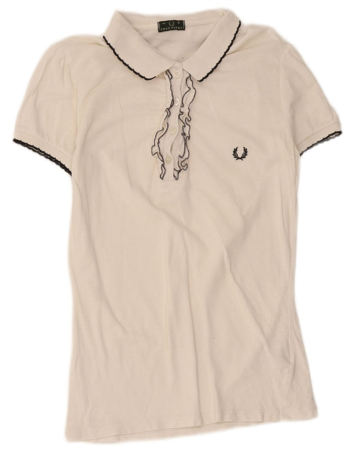 Fred Perry Γυναικείο Πόλο Μπλουζάκι UK 10 Small Off White βαμβακερό