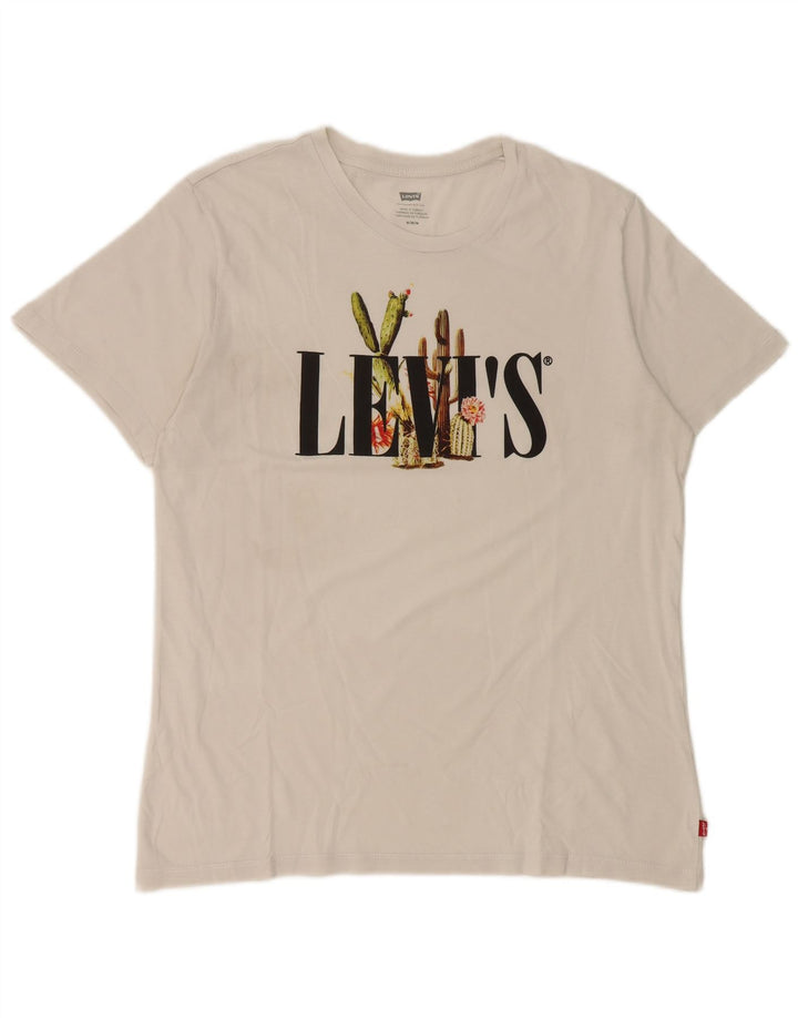 Γυναικείο γραφικό T-Shirt Levi's Top UK 14 Medium White