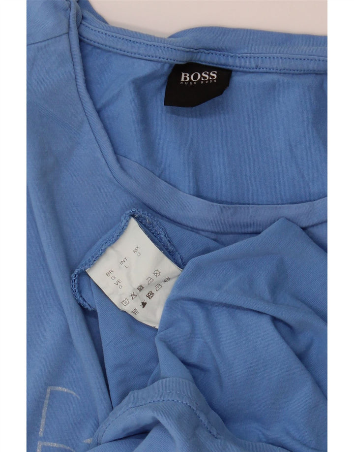 Ανδρικό γραφικό μπλουζάκι Hugo Boss Top μεγάλο μπλε βαμβακερό