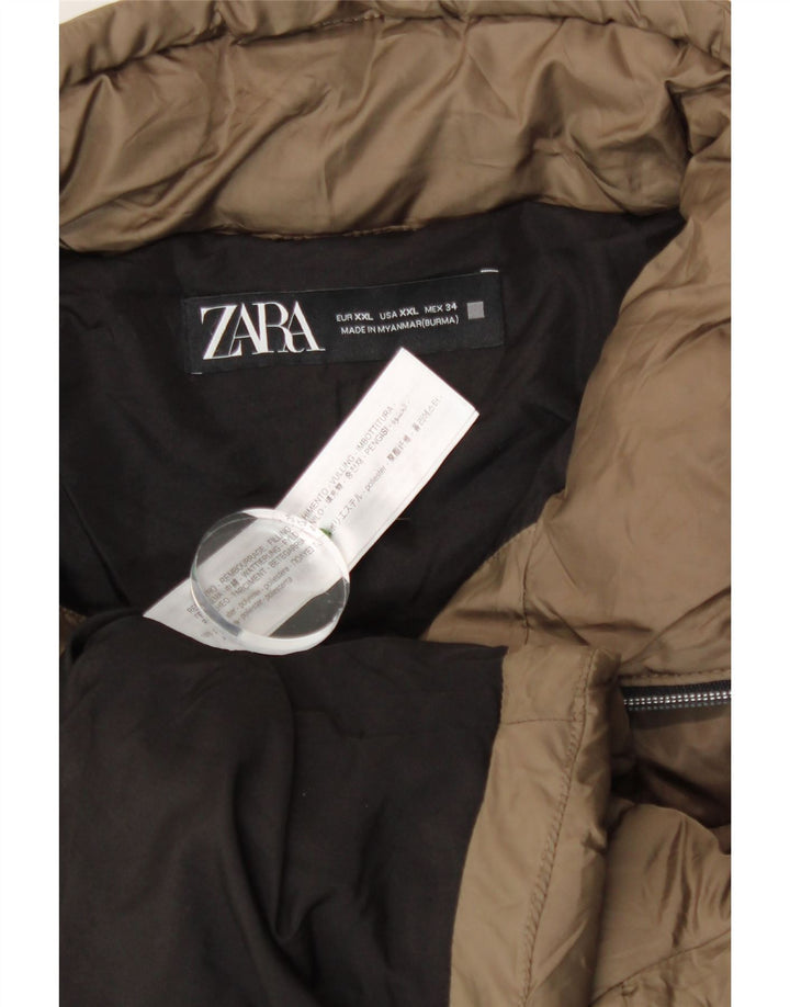 Zara Γυναικείο μπουφάν με επένδυση UK 20 2XL Khaki Polyester