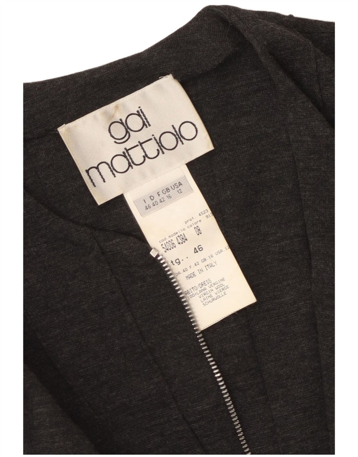 GAI MATTIOLO Γυναικείο μακρυμάνικο Bodycon φόρεμα UK 16 μεγάλο γκρι παρθένο μαλλί