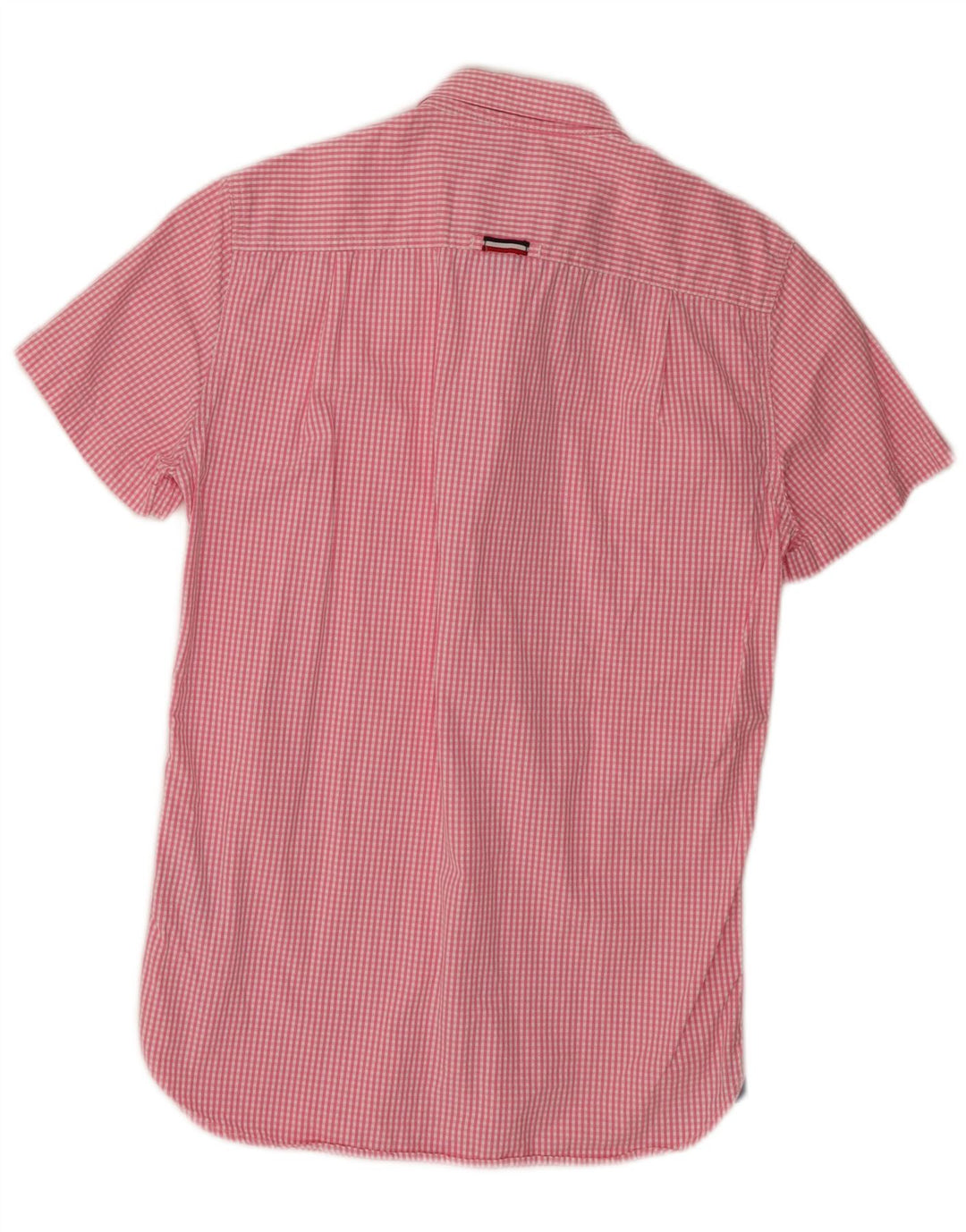 SUPERDRY Mens Short Sleeve Shirt Small Pink Gingham Cotton