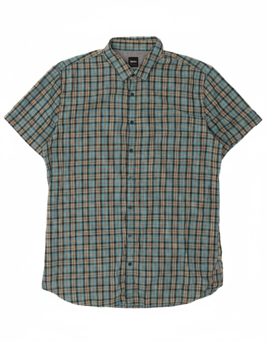 Ανδρικό κοντομάνικο πουκάμισο Hugo Boss XL Μπλε βαμβακερό