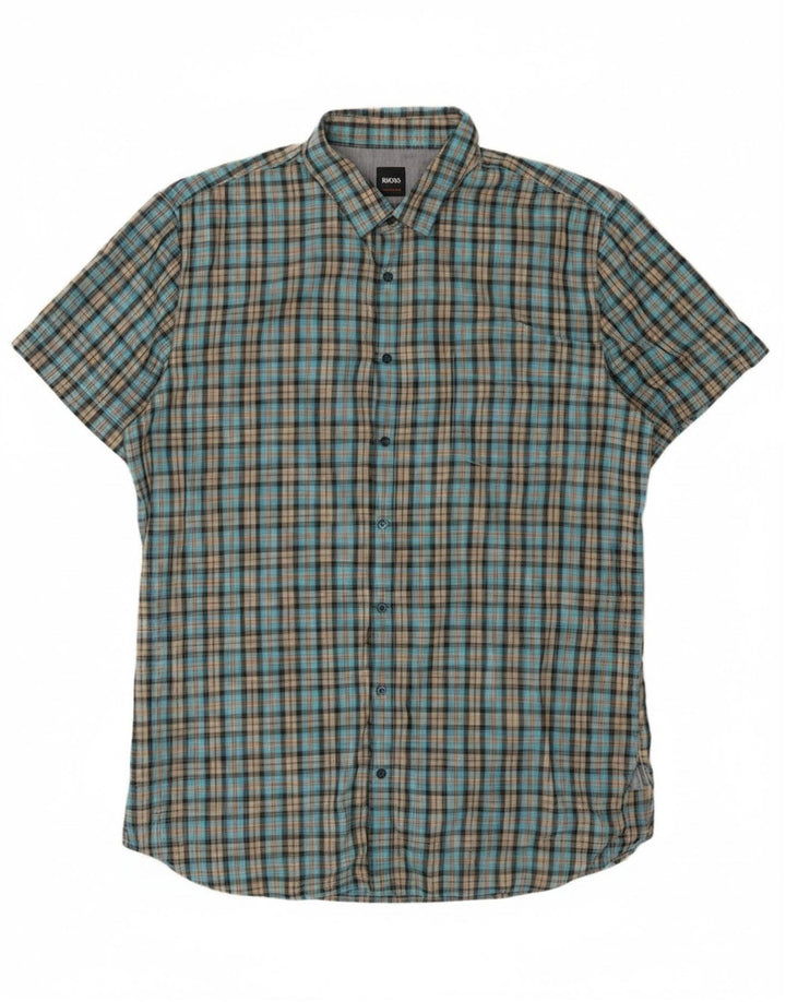 Ανδρικό κοντομάνικο πουκάμισο Hugo Boss XL Μπλε βαμβακερό