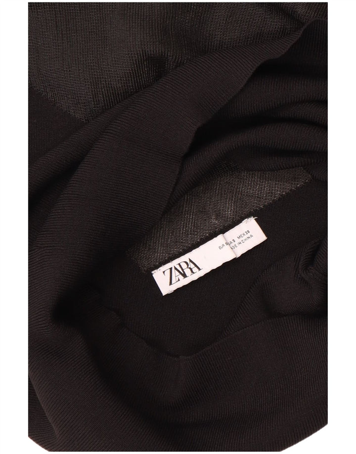 Zara Γυναικεία See Through Μπλούζα Top UK 8 Small Black
