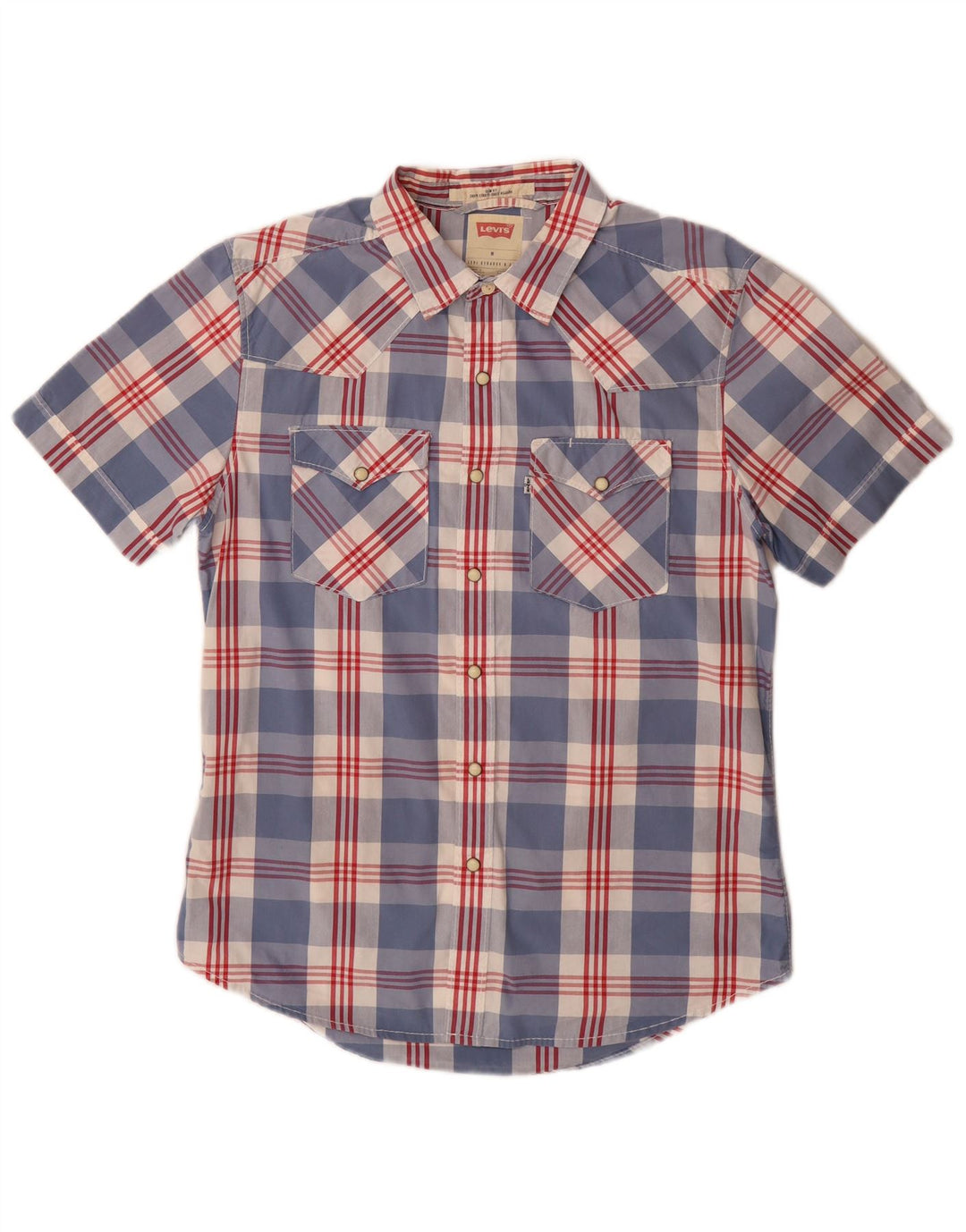 Ανδρικό κοντομάνικο πουκάμισο Levi's Slim Fit, μεσαίο μπλε βαμβακερό