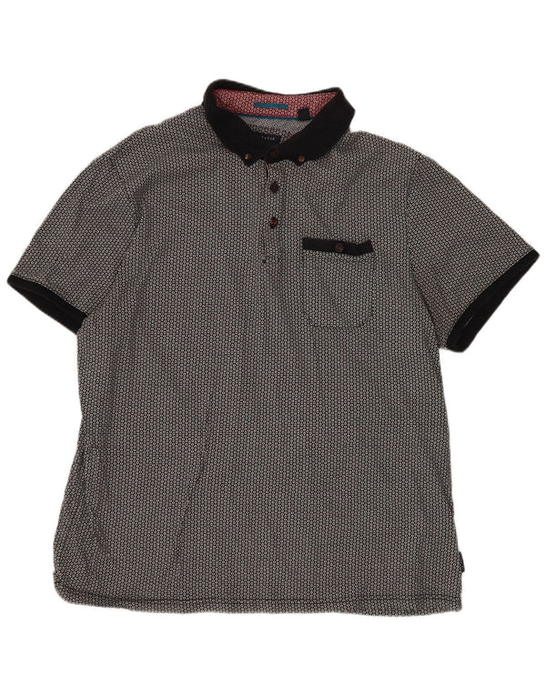 Ted Baker Ανδρικό Πόλο Μπλουζάκι 5 XL Μαύρο γεωμετρικό βαμβακερό