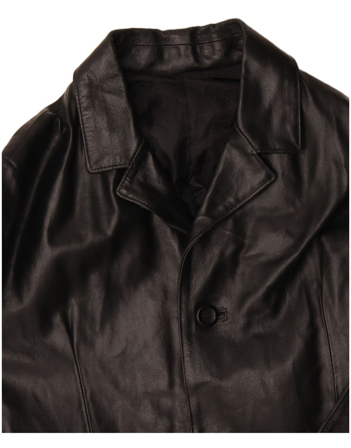 VINTAGE Ανδρικό Δερμάτινο Παλτό UK 36 Small Black Leather