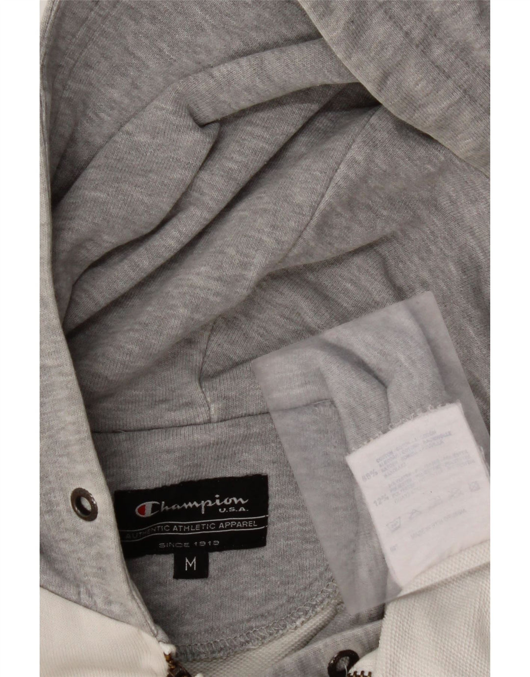 CHAMPION Γυναικείο πουλόβερ με κουκούλα με φερμουάρ UK 14 μεσαίο λευκό βαμβακερό χρώμα