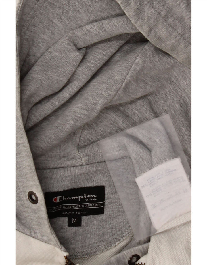 CHAMPION Γυναικείο πουλόβερ με κουκούλα με φερμουάρ UK 14 μεσαίο λευκό βαμβακερό χρώμα