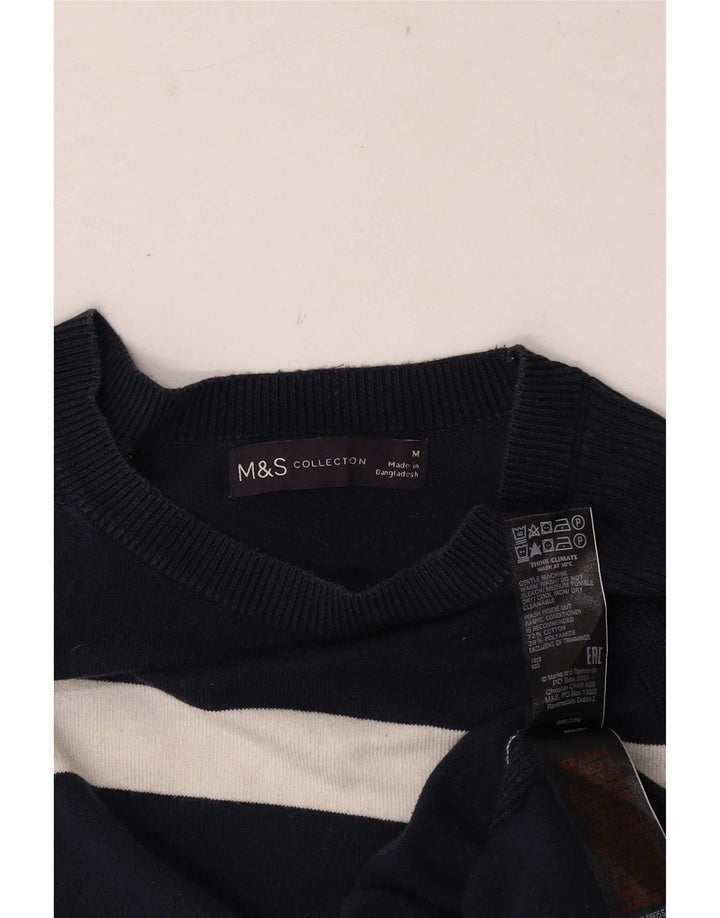 Marks & Spencer Γυναικείο πουλόβερ με λαιμόκαυστο UK 12 μέτριο μαύρο ριγέ