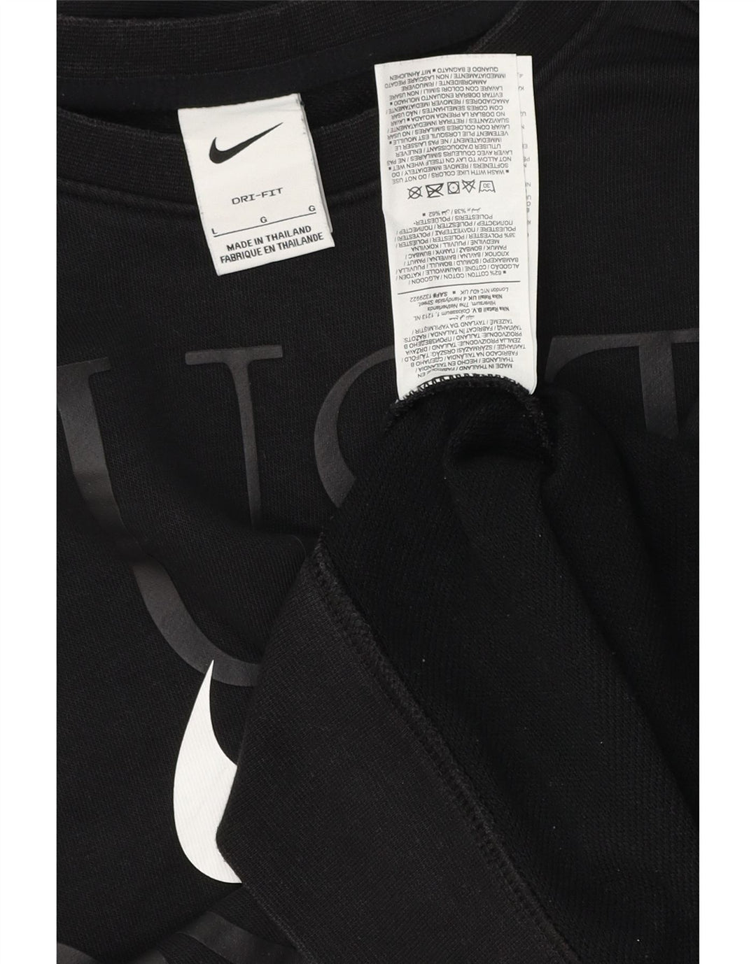 Γυναικείο Nike Dri Fit γραφικό φούτερ μεγάλου μεγέθους Jumper UK 16 μεγάλο μαύρο