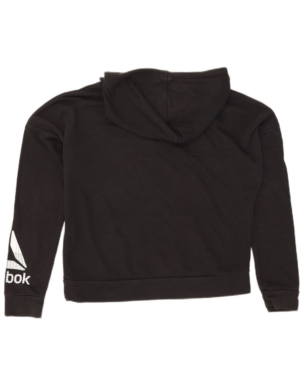 Γυναικείο Reebok Graphic Hoodie Jumper UK 12/14 μεσαίο μαύρο βαμβακερό