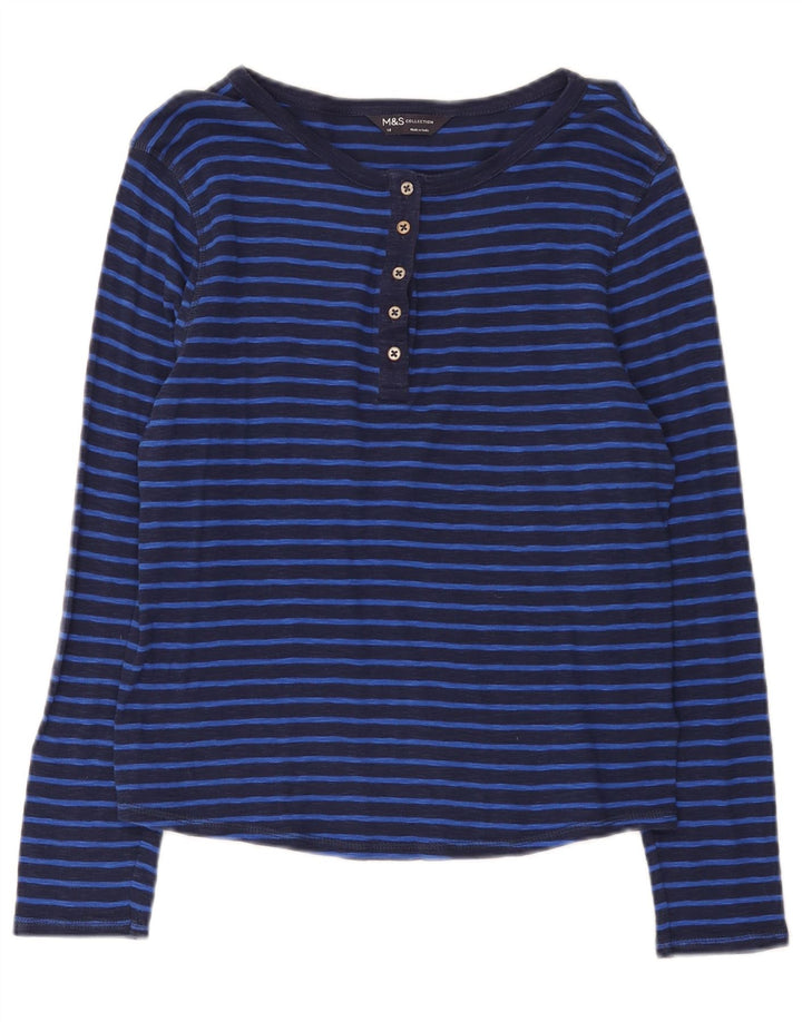 Marks & Spencer Γυναικεία μπλούζα μακρυμάνικη UK 14 Medium Navy Blue ριγέ
